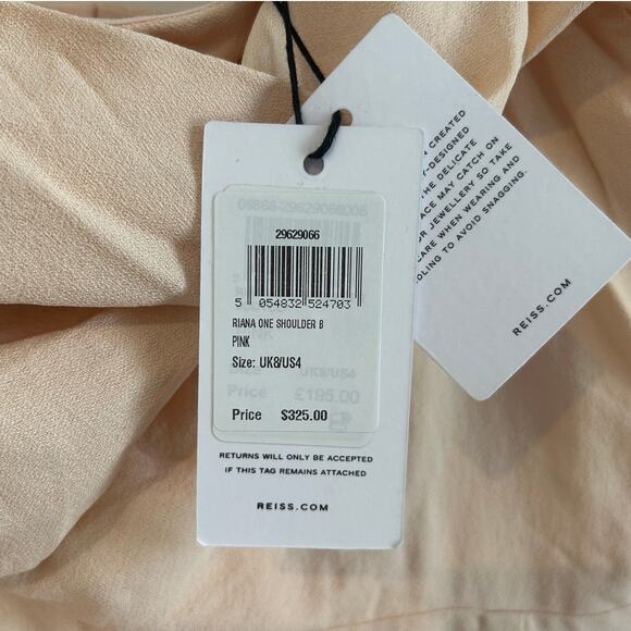 NWT Reiss Riana One-Shoulder Cocktail Dress Light Pink Women’s 4 | Retails $325 - Picture 6 of 7